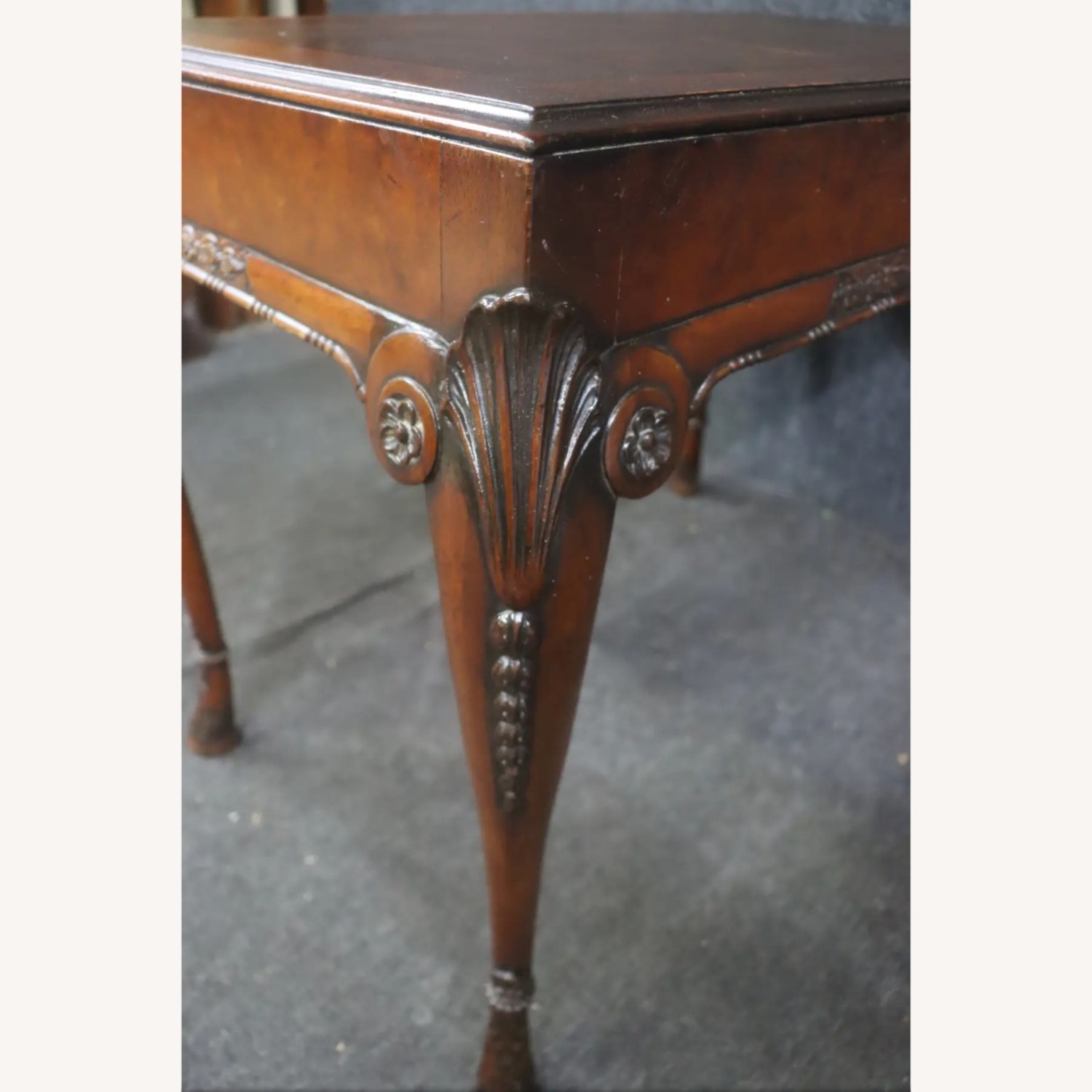 Carved Burlwood Hooved Feet Parlor Table - image-4