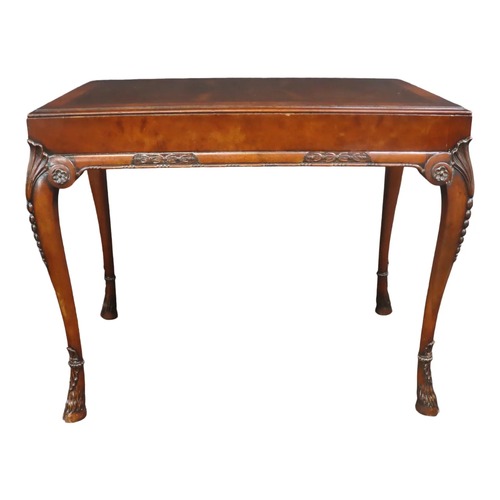 Used Carved Burlwood Hooved Feet Parlor Table  for sale on AptDeco