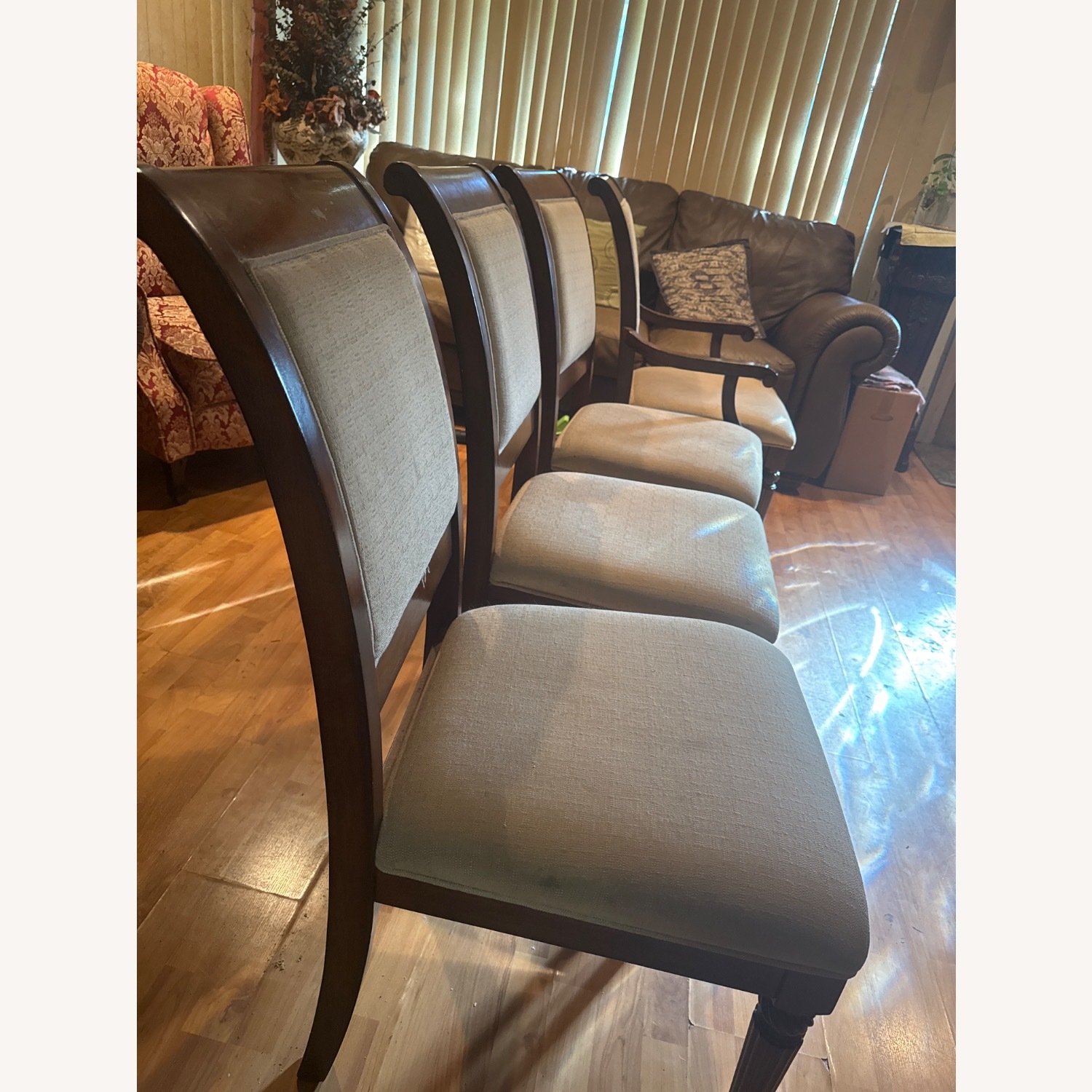 Wooden Chair Chestnut Brown & Cream - image-7