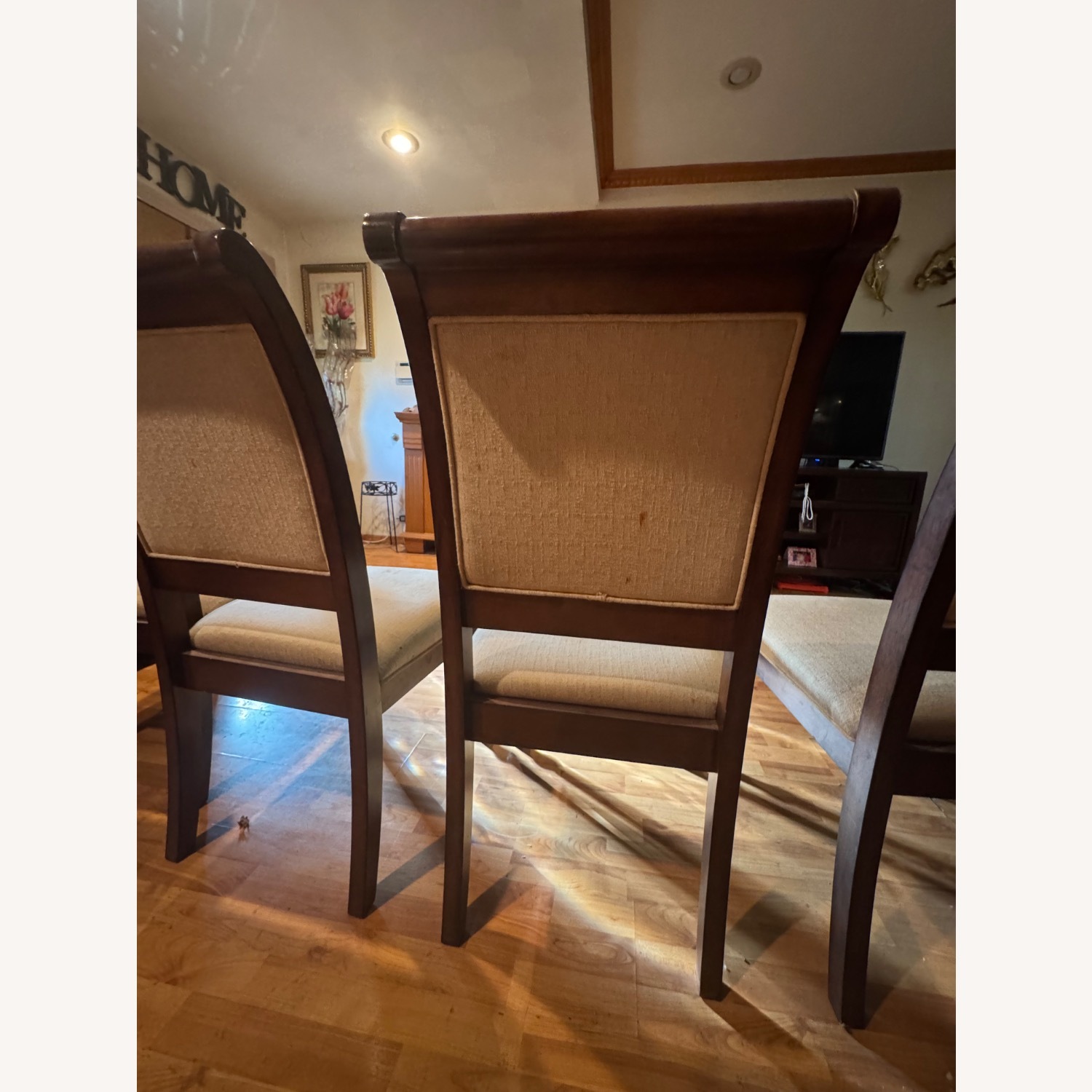Wooden Chair Chestnut Brown & Cream - image-4
