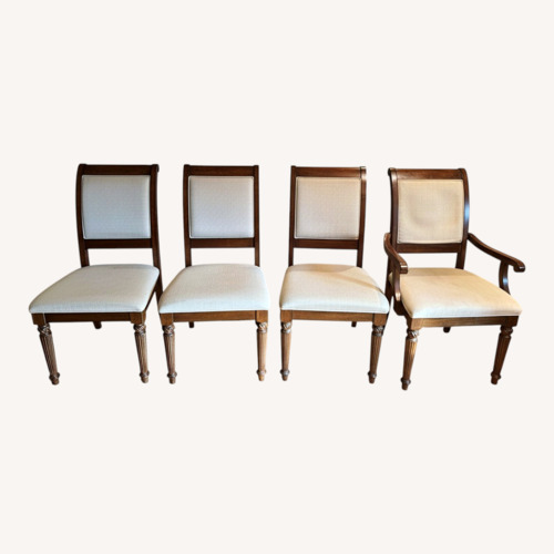 Used Wooden Chair Chestnut Brown & Cream for sale on AptDeco