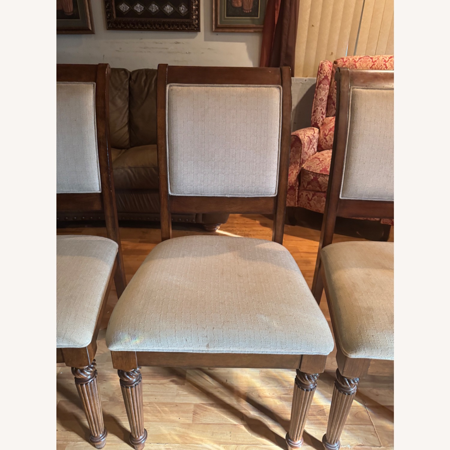 Wooden Chair Chestnut Brown & Cream - image-3