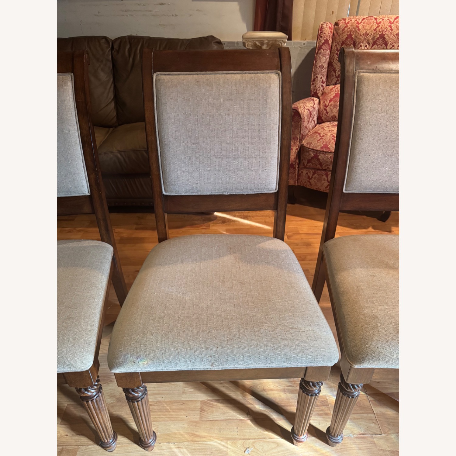 Wooden Chair Chestnut Brown & Cream - image-2
