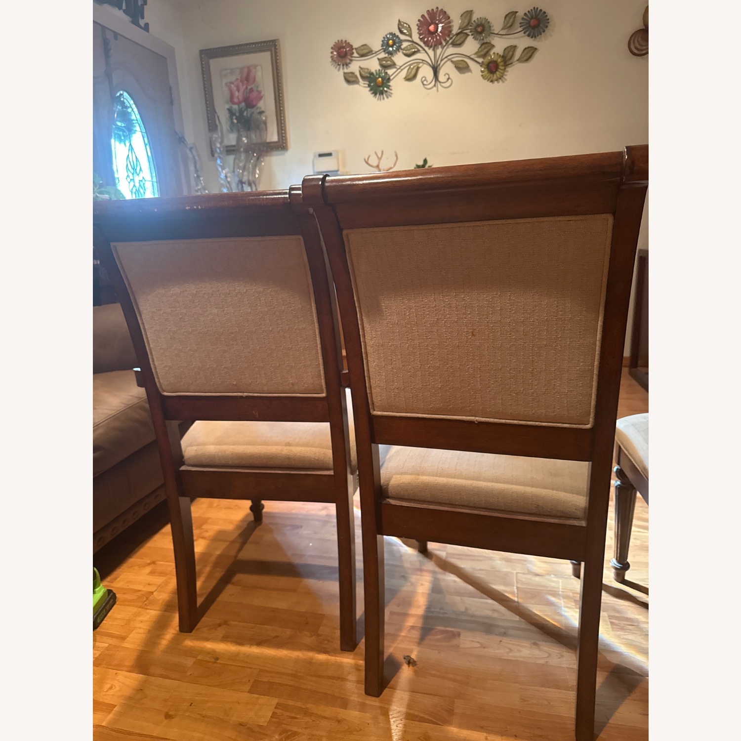 Wooden Chair Chestnut Brown & Cream - image-9