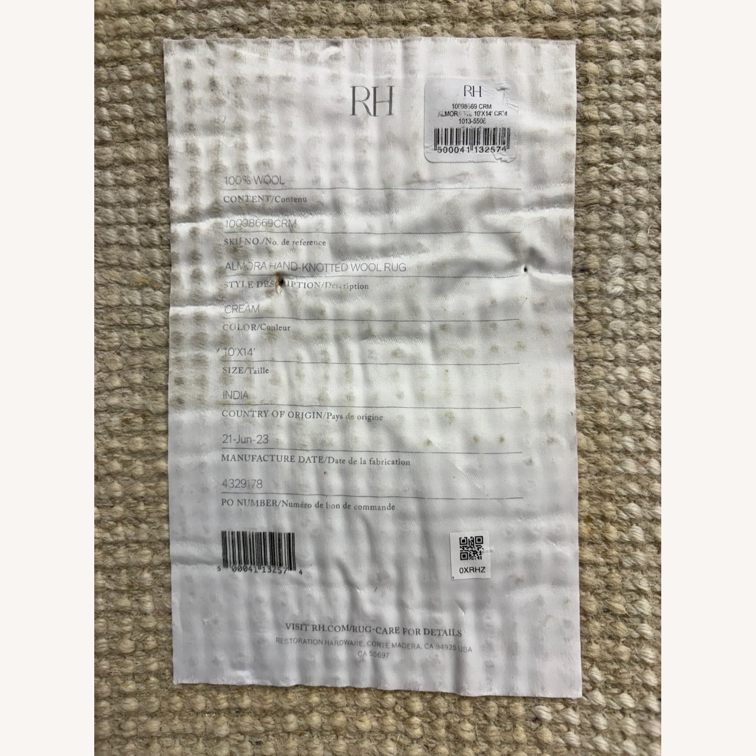 Restoration Hardware Almora Wool Rug – 10' × 14' Cream - image-25