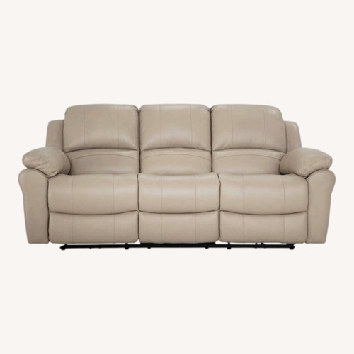 Used Bob's Discount Furniture Storm Taupe Leather 3+ Seater Sofa for sale on AptDeco