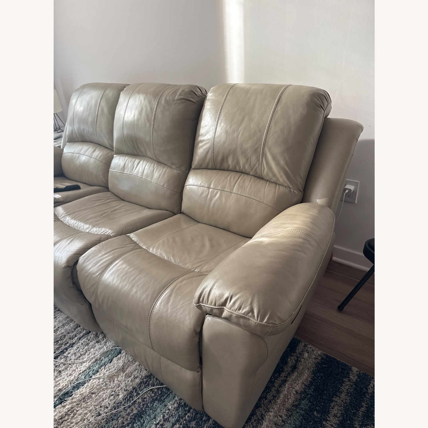 Bob's Discount Furniture Storm Taupe Leather 3+ Seater Sofa - image-3