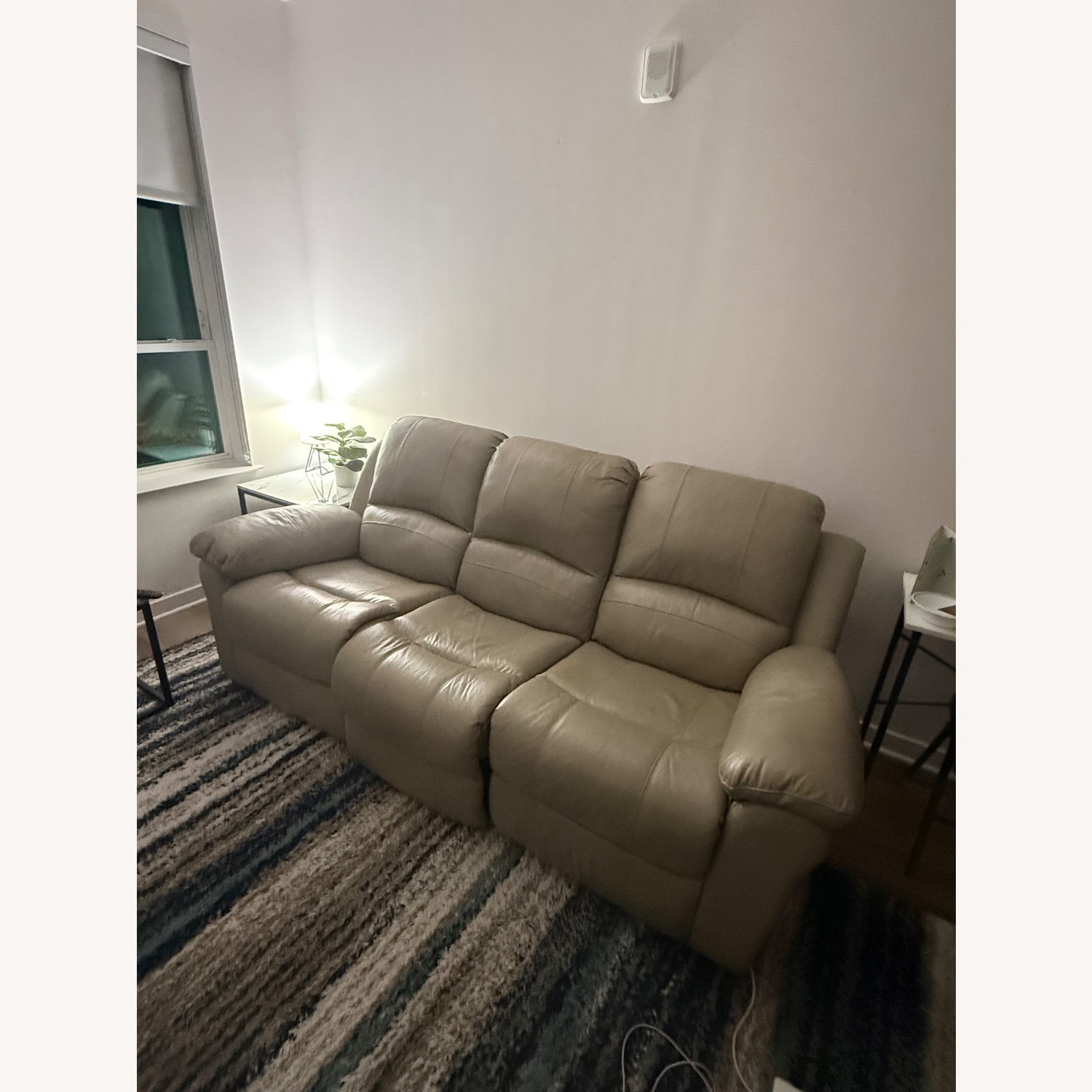 Bob's Discount Furniture Storm Taupe Leather 3+ Seater Sofa - image-1