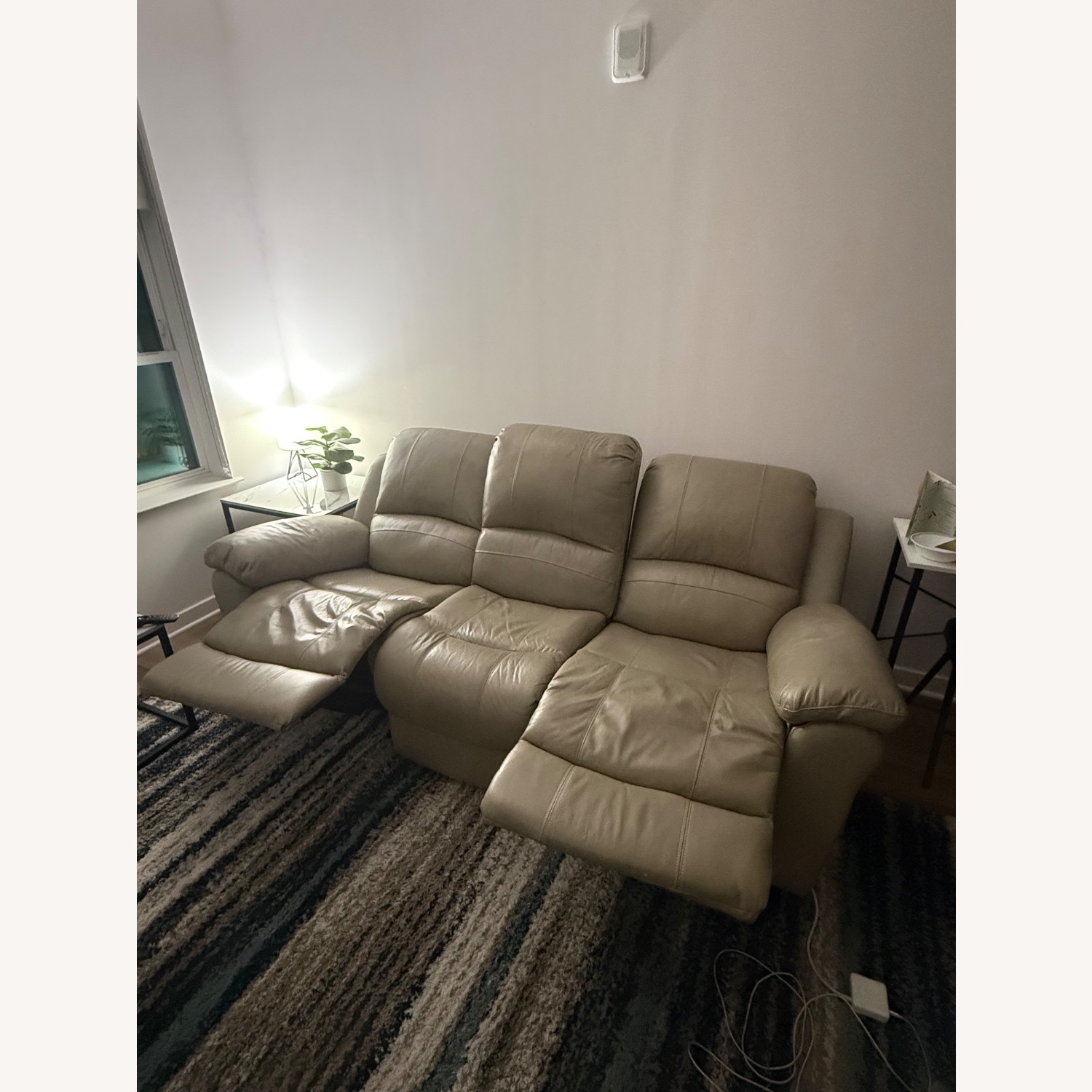 Bob's Discount Furniture Storm Taupe Leather 3+ Seater Sofa - image-2