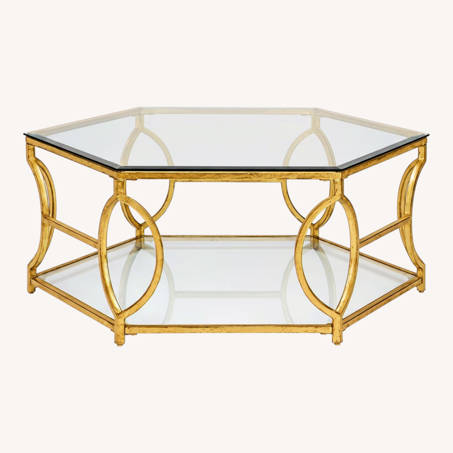 T2060-48 Nevelson Hexagonal Gold Cocktail Table - image-0