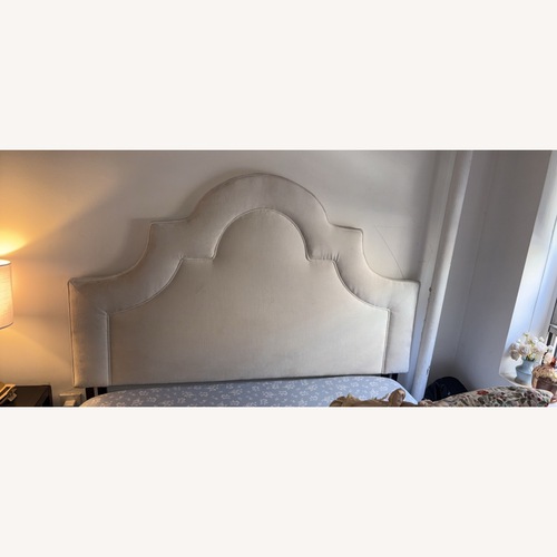 Used One Kings Lane Kennedy White Velvet Headboard for sale on AptDeco