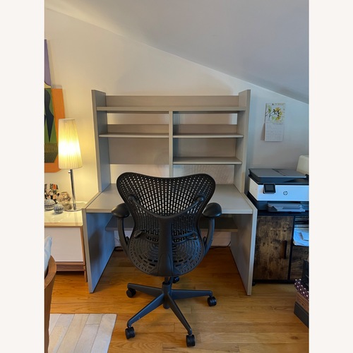 Used Modern Gray Desk with Hutch for sale on AptDeco