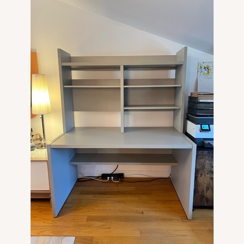 Used Modern Gray Desk with Hutch for sale on AptDeco