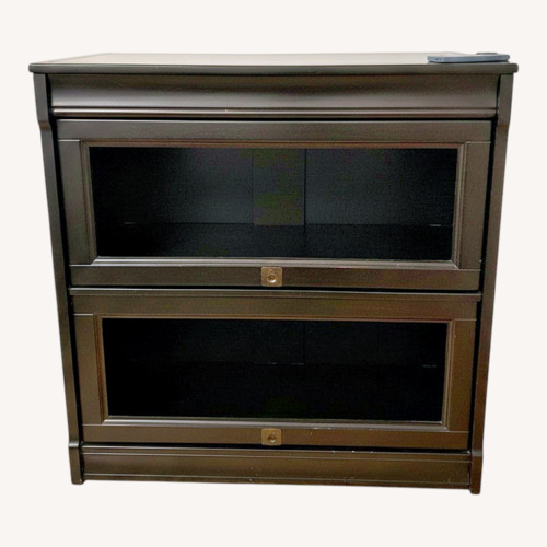 Used  Pottery Barn Solid Wood and Glass Bar Cabinet for sale on AptDeco