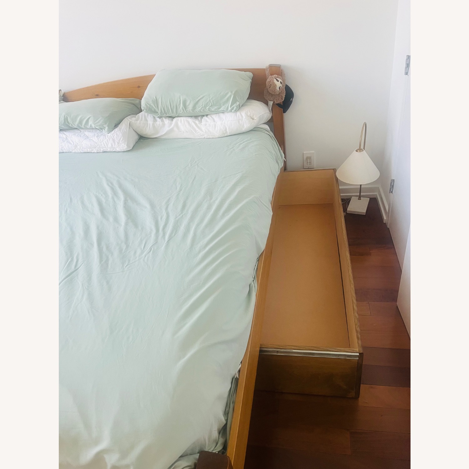 Dark Brown Wood Queen Bed With Storage - image-3