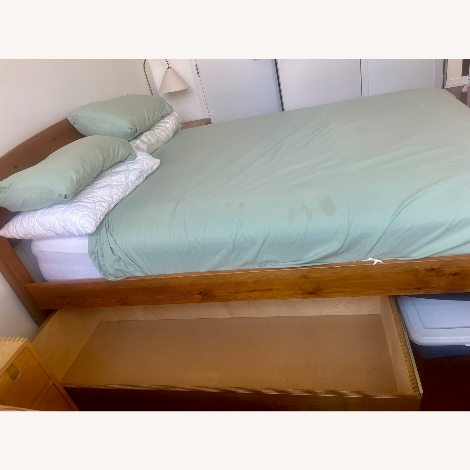 Dark Brown Wood Queen Bed With Storage - image-2