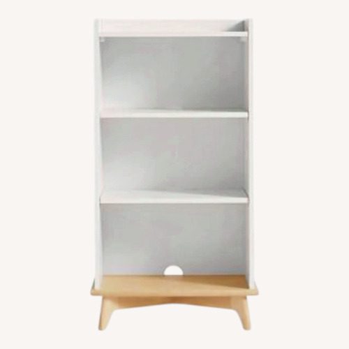 Used Pottery Barn Sloan Tall White/Natural Bookcase for sale on AptDeco