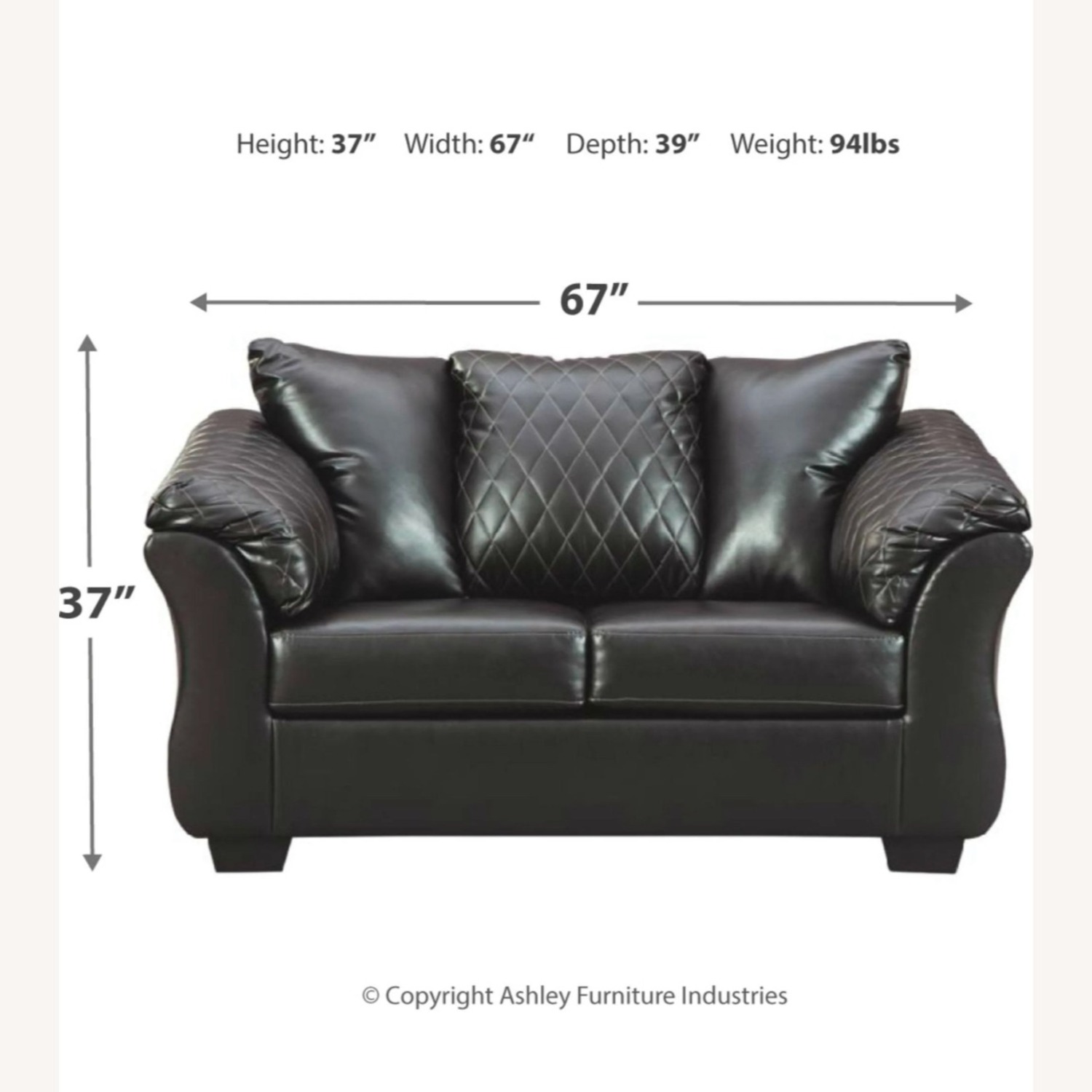 Coleman Furniture Betrillo Black Leather Loveseat - image-1