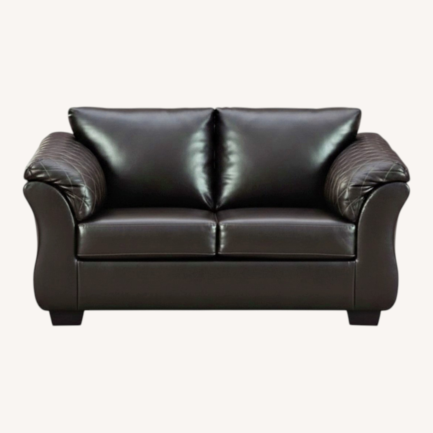 Coleman Furniture Betrillo Black Leather Loveseat - image-0