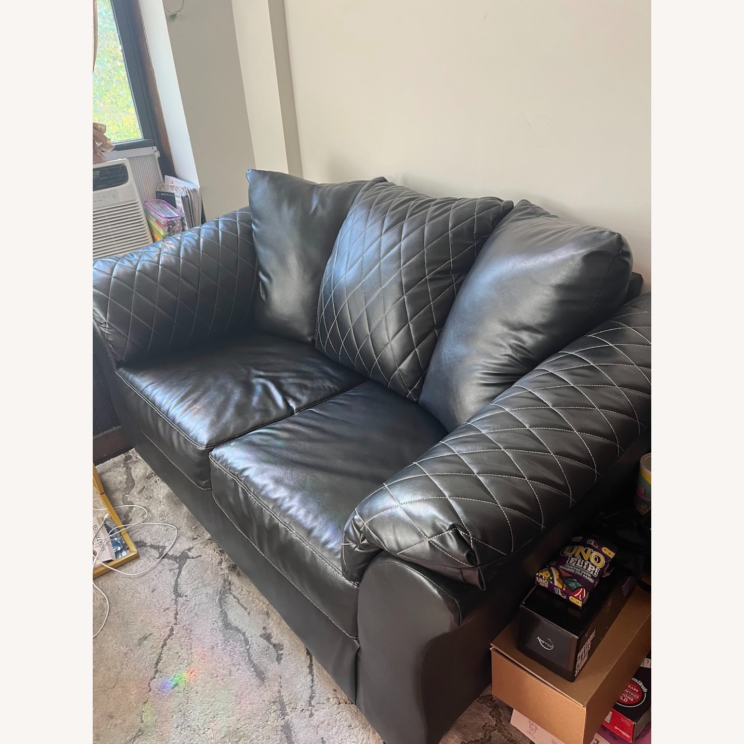 Coleman Furniture Betrillo Black Leather Loveseat - image-2