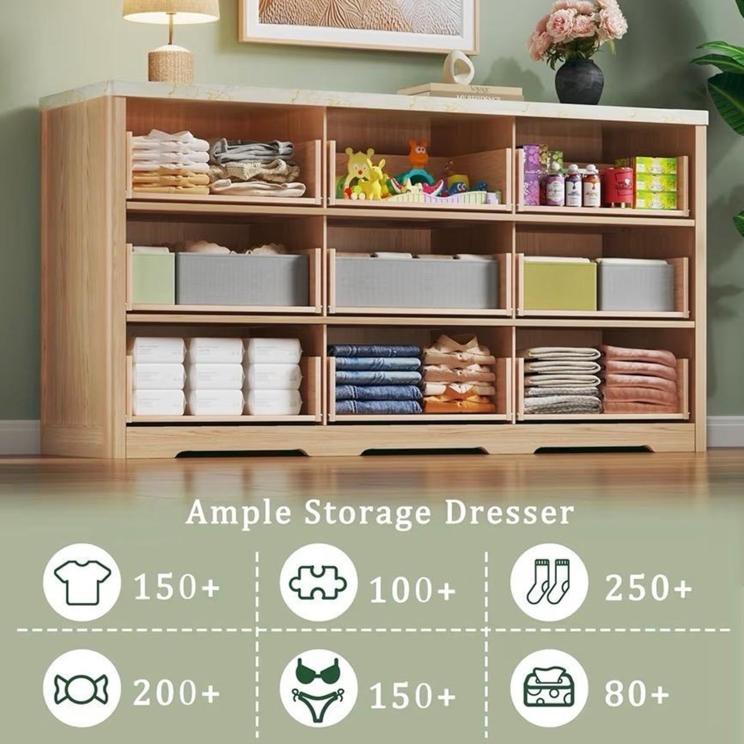 Storage 9 Section Wooden Shelf - image-3