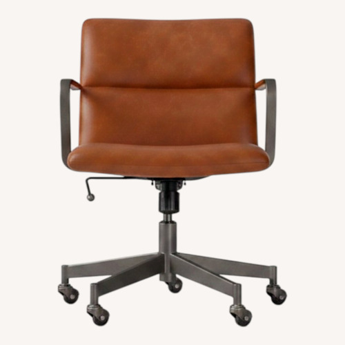 Used West Elm Dark Brown Cooper Mid-Century Leather Swivel Office Chair for sale on AptDeco