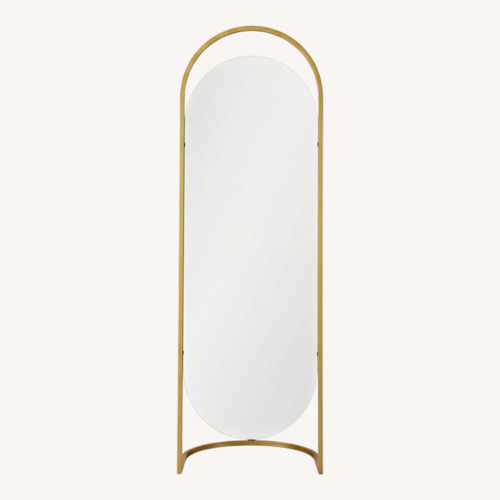 Used West Elm Folded Ellipse Gold Glass Floor Mirror for sale on AptDeco