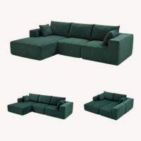 Green Fabric 3+ Piece Sectional 