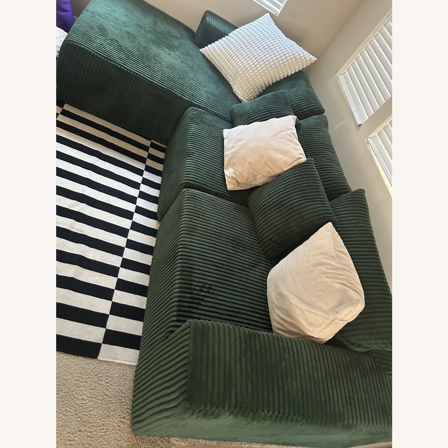 Green Fabric 3+ Piece Sectional - image-3