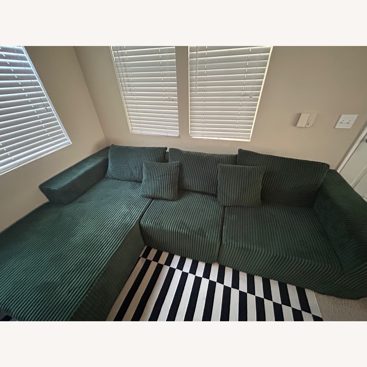 Green Fabric 3+ Piece Sectional - image-1