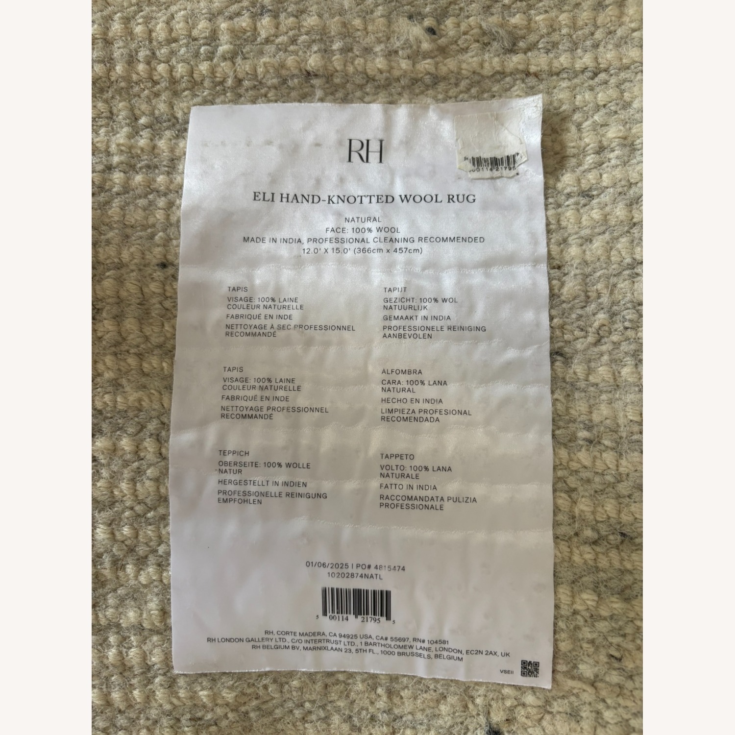 Restoration Hardware Eli Wool Rug – 12' × 15' Natural - image-21