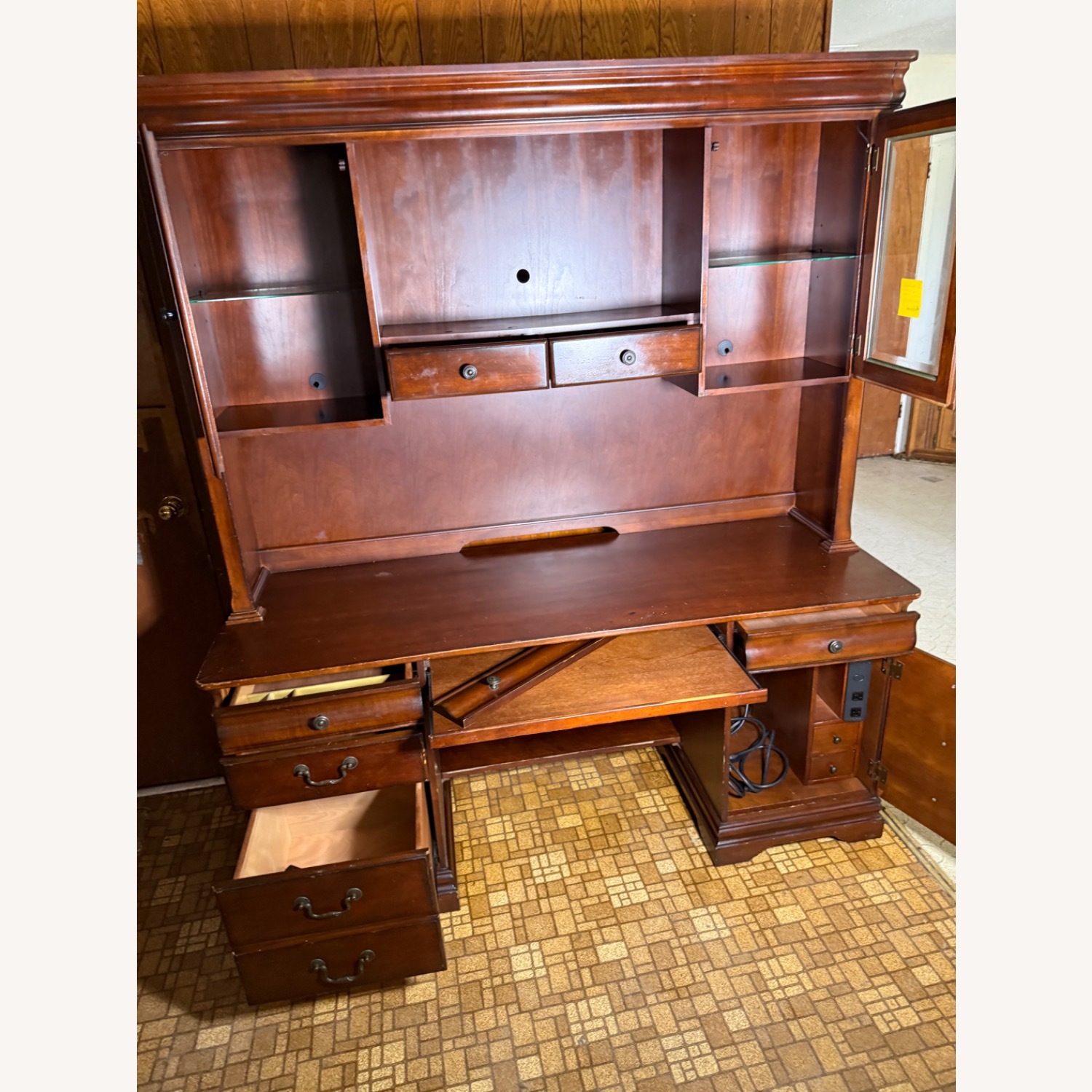 Bassett Dark Brown Wood Wall Unit - image-2