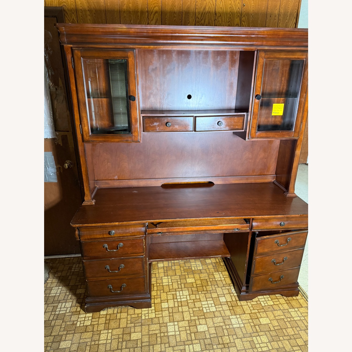 Bassett Dark Brown Wood Wall Unit - image-1