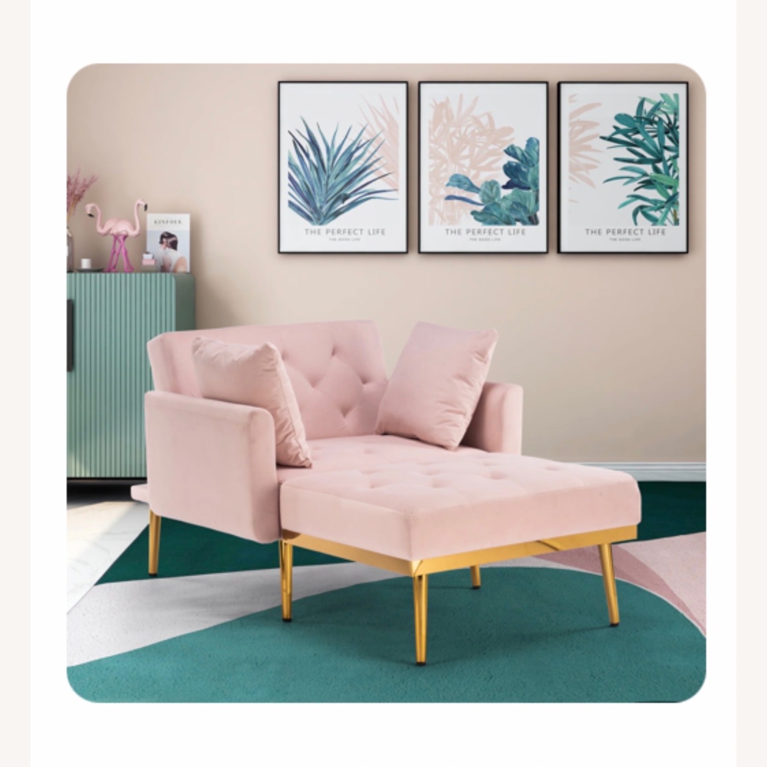 Pink Polyurethane Chaise Lounge - image-4