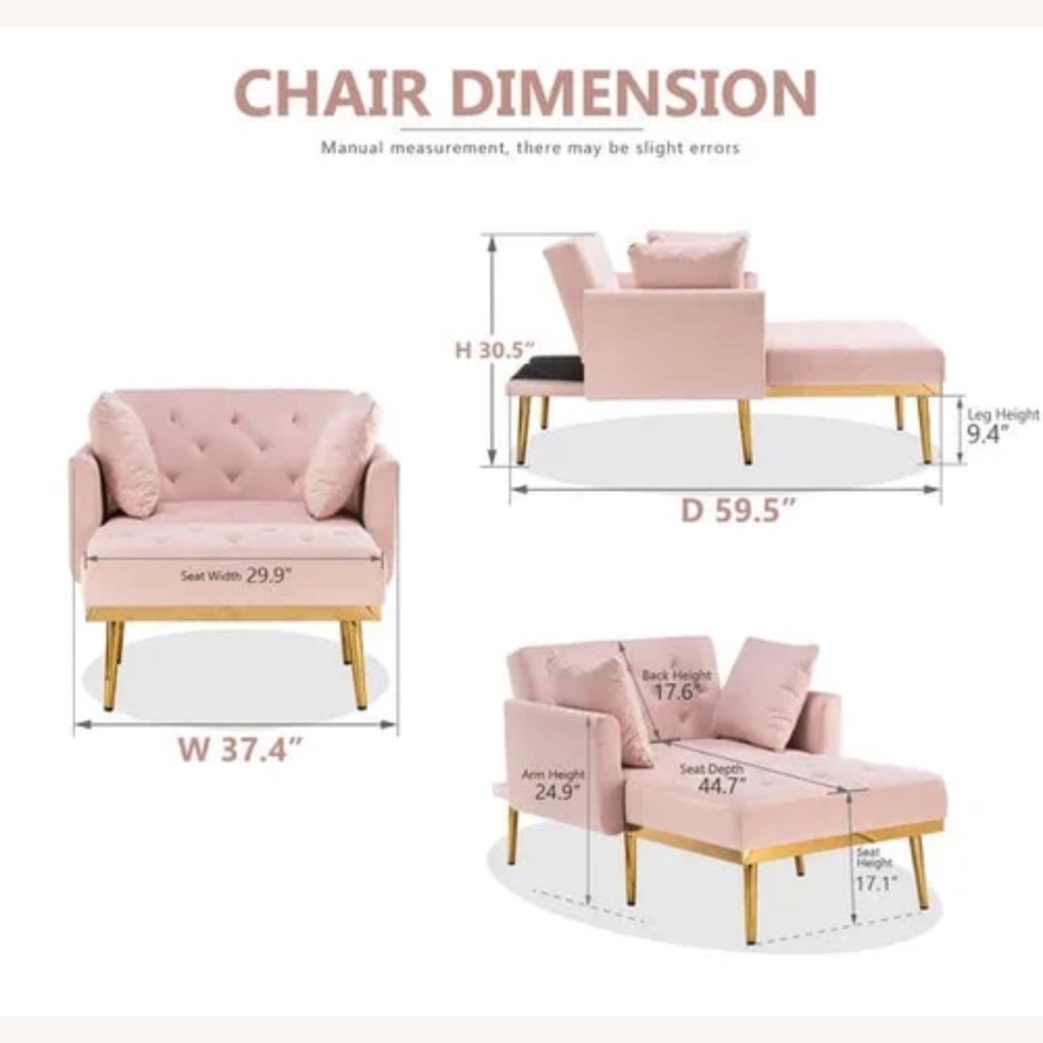 Pink Polyurethane Chaise Lounge - image-5