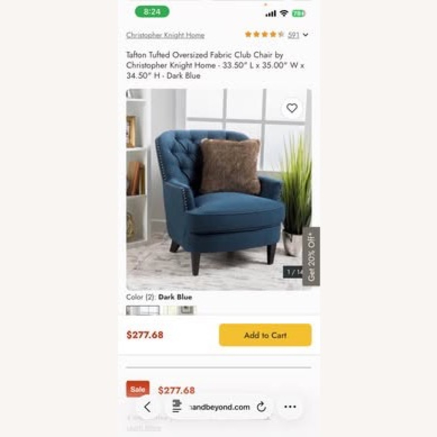 Luxe Navy Accent Chair W Nailhead Trim - image-2