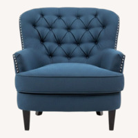 Luxe Navy Accent Chair W Nailhead Trim