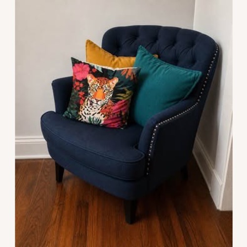 Used Luxe Navy Accent Chair W Nailhead Trim for sale on AptDeco