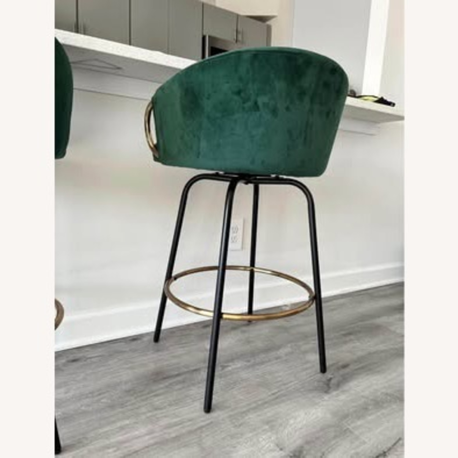 Houzz Green Microsuede Stools - image-4