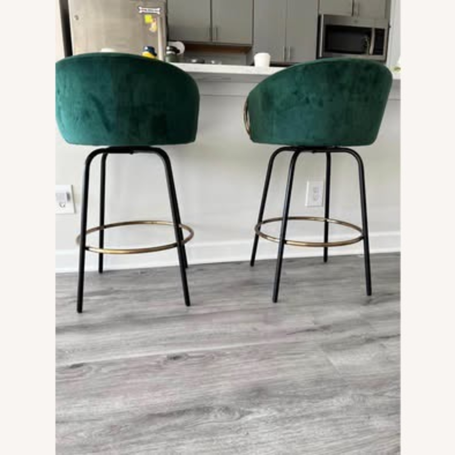 Houzz Green Microsuede Stools - image-1