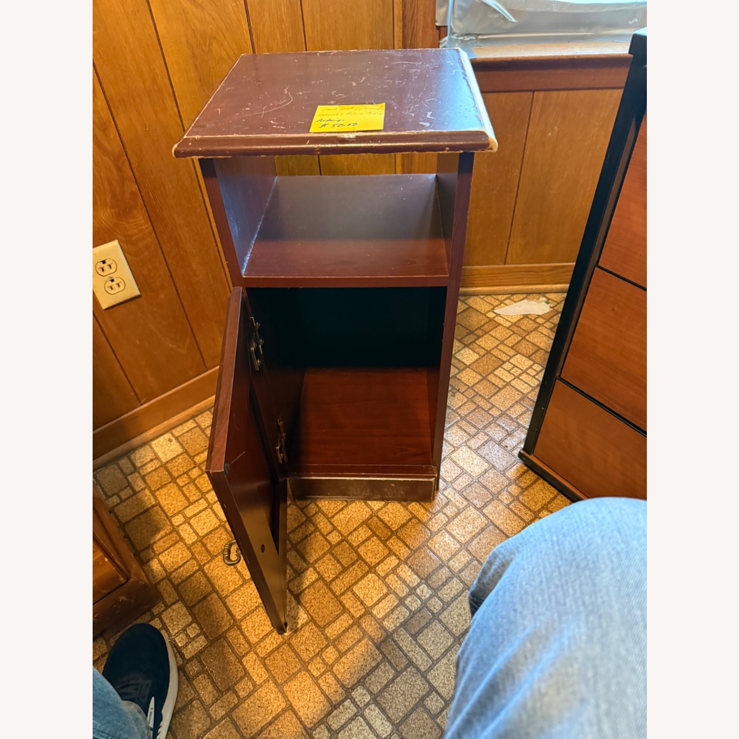 Dark Brown Wood Nightstand - image-2
