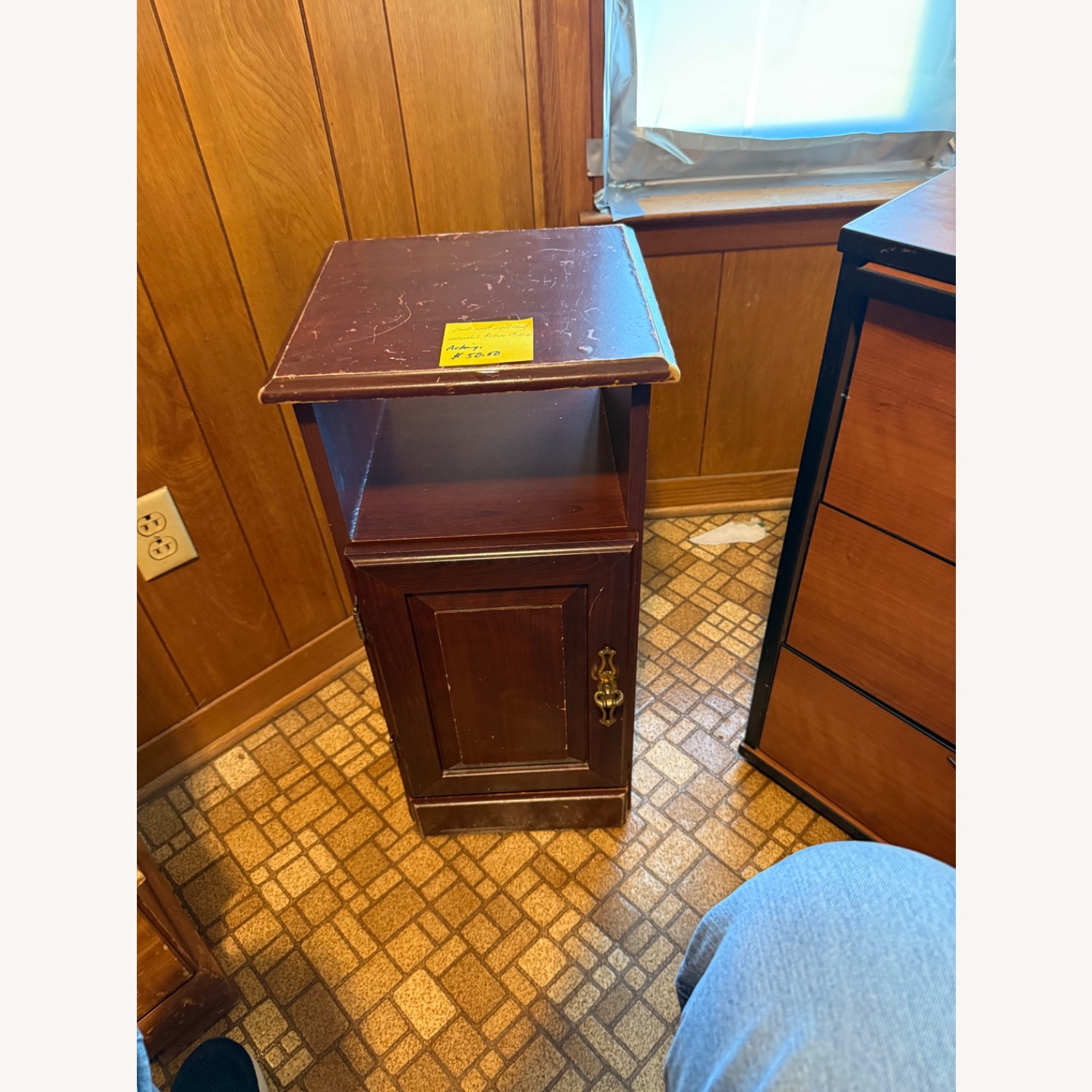 Dark Brown Wood Nightstand - image-1