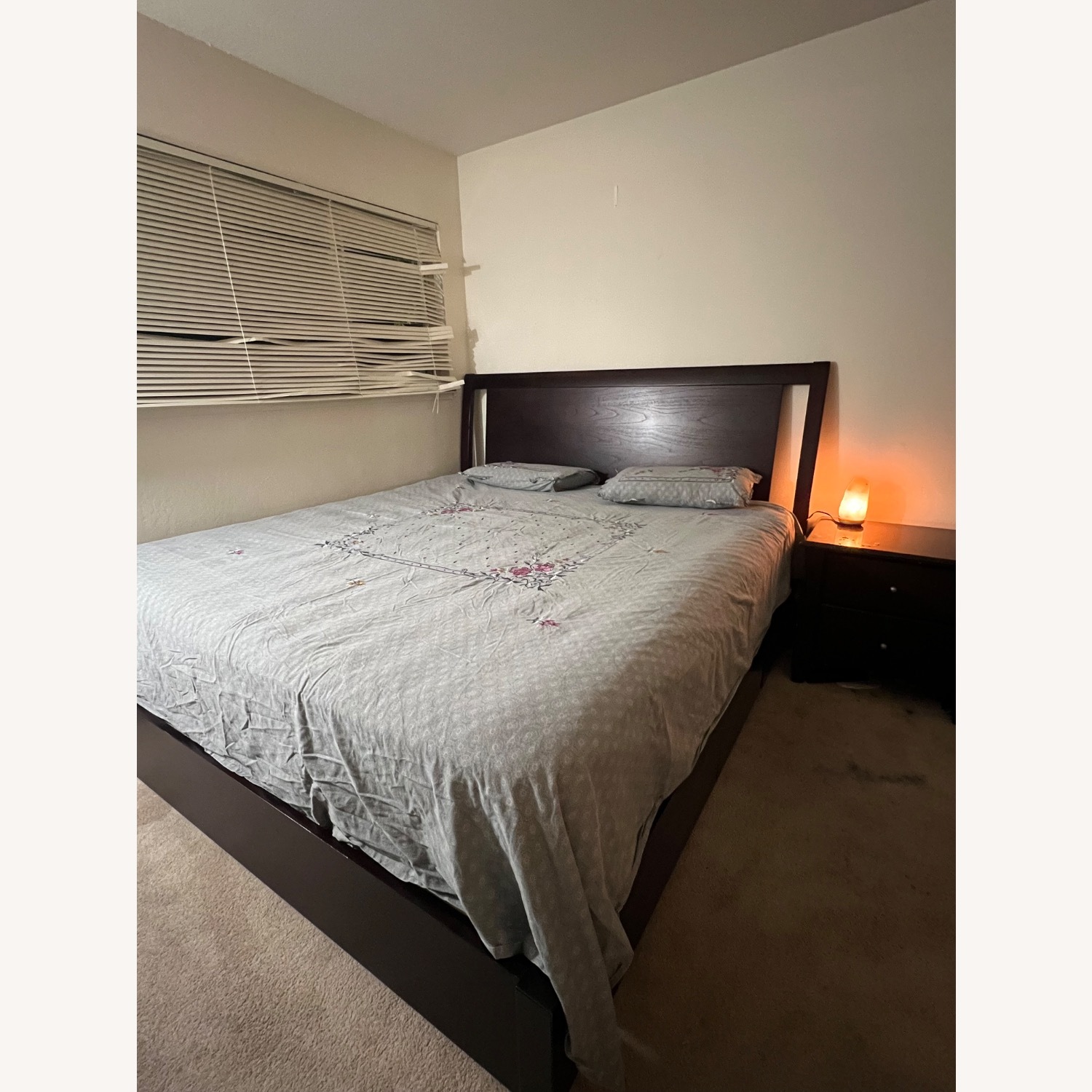 Living Spaces Dark Brown Wood King Bed - image-3