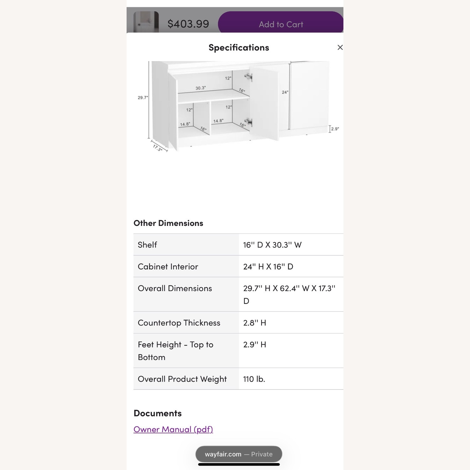 Griffin Modern 62" Sideboard in White - image-5