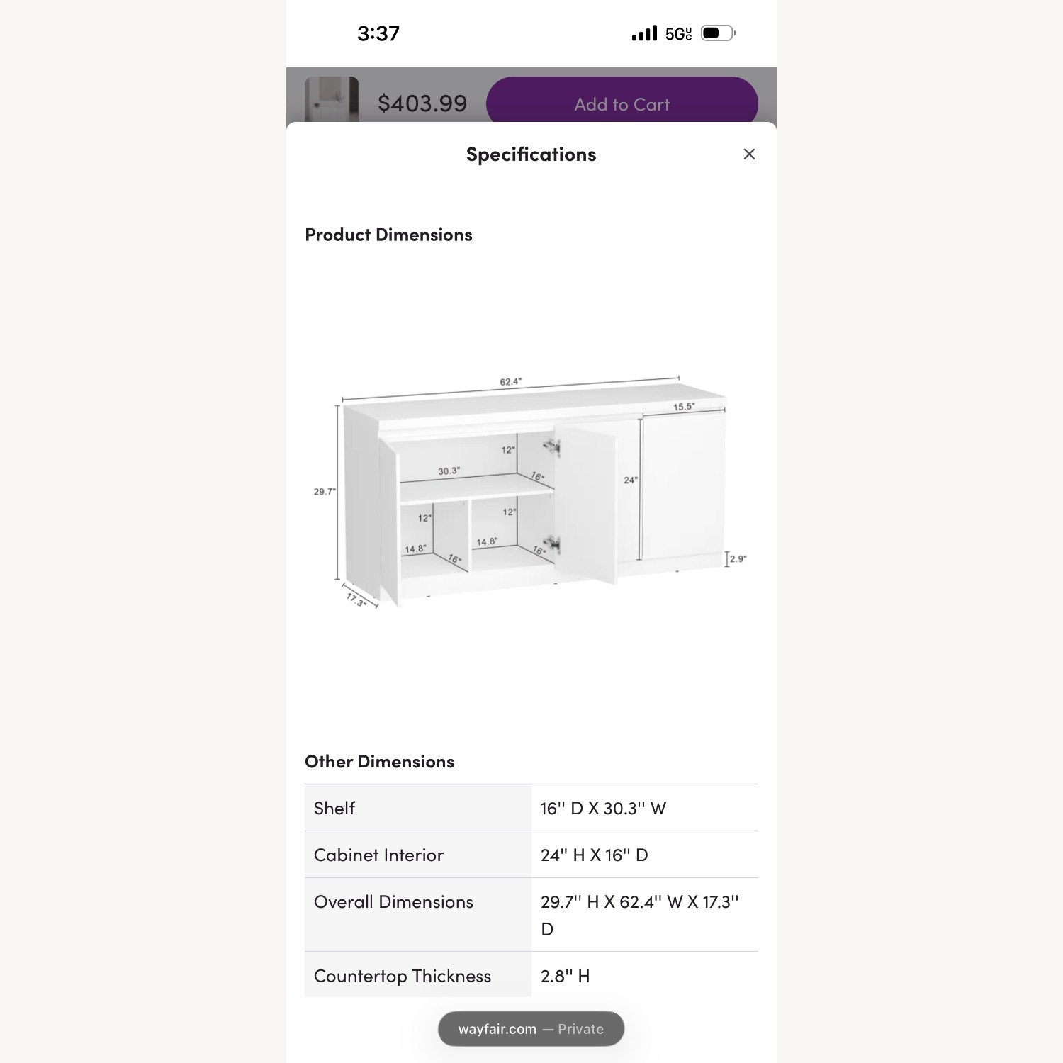 Griffin Modern 62" Sideboard in White - image-3