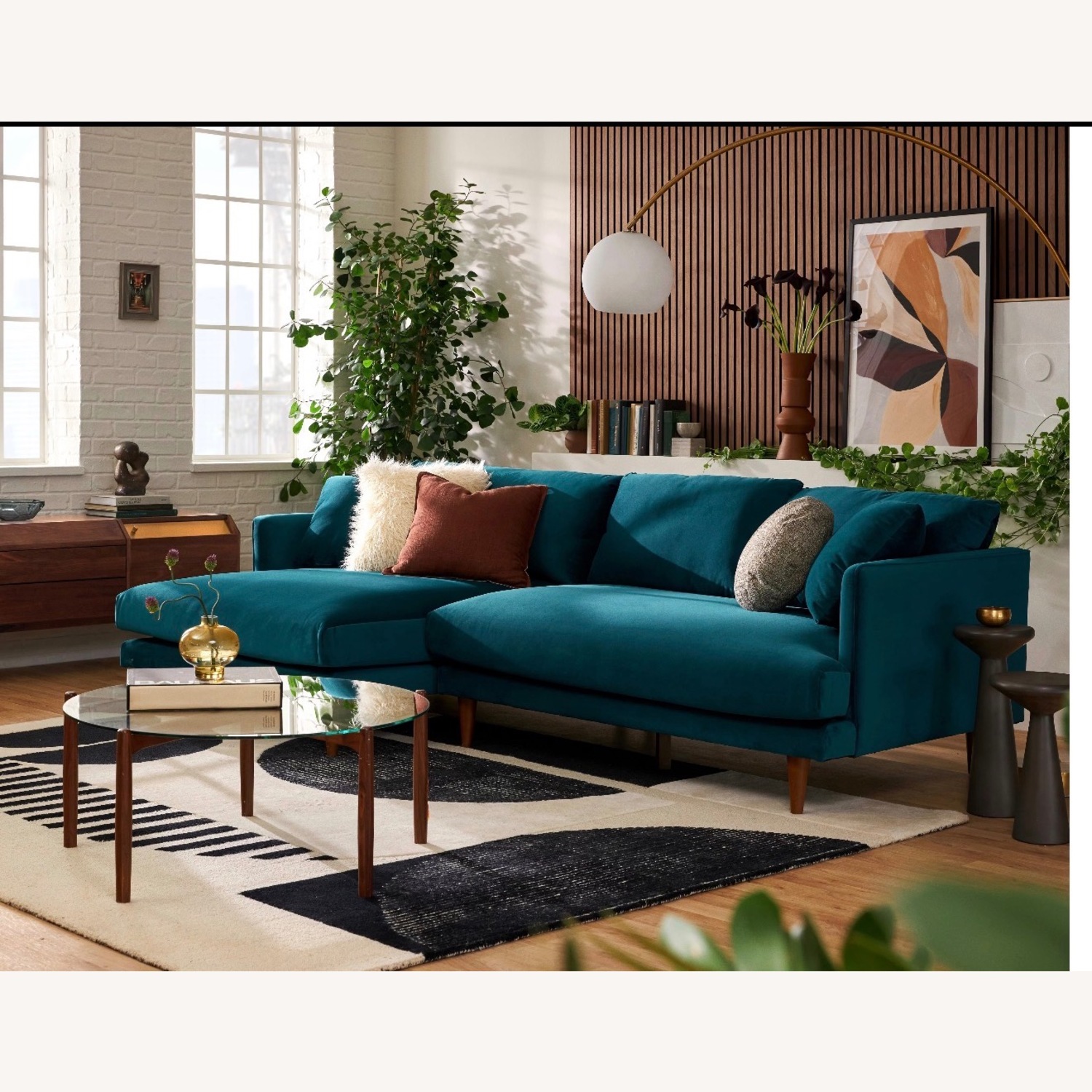 Joybird Lewis Blue Velvet 2 Piece Sectional - image-8