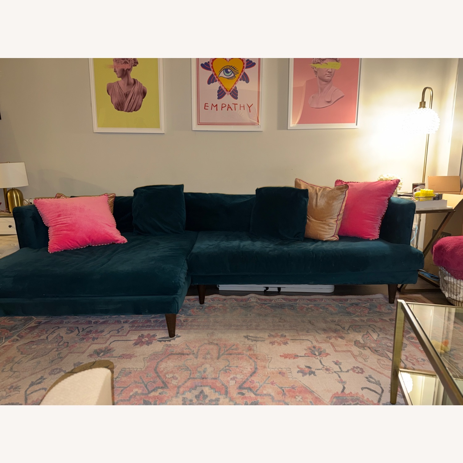 Joybird Lewis Blue Velvet 2 Piece Sectional - image-7