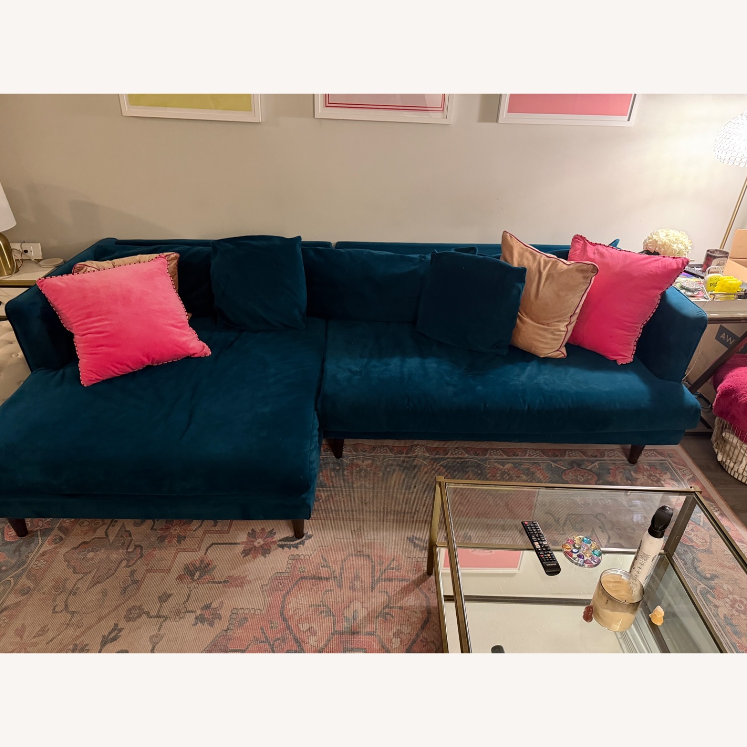 Joybird Lewis Blue Velvet 2 Piece Sectional - image-10