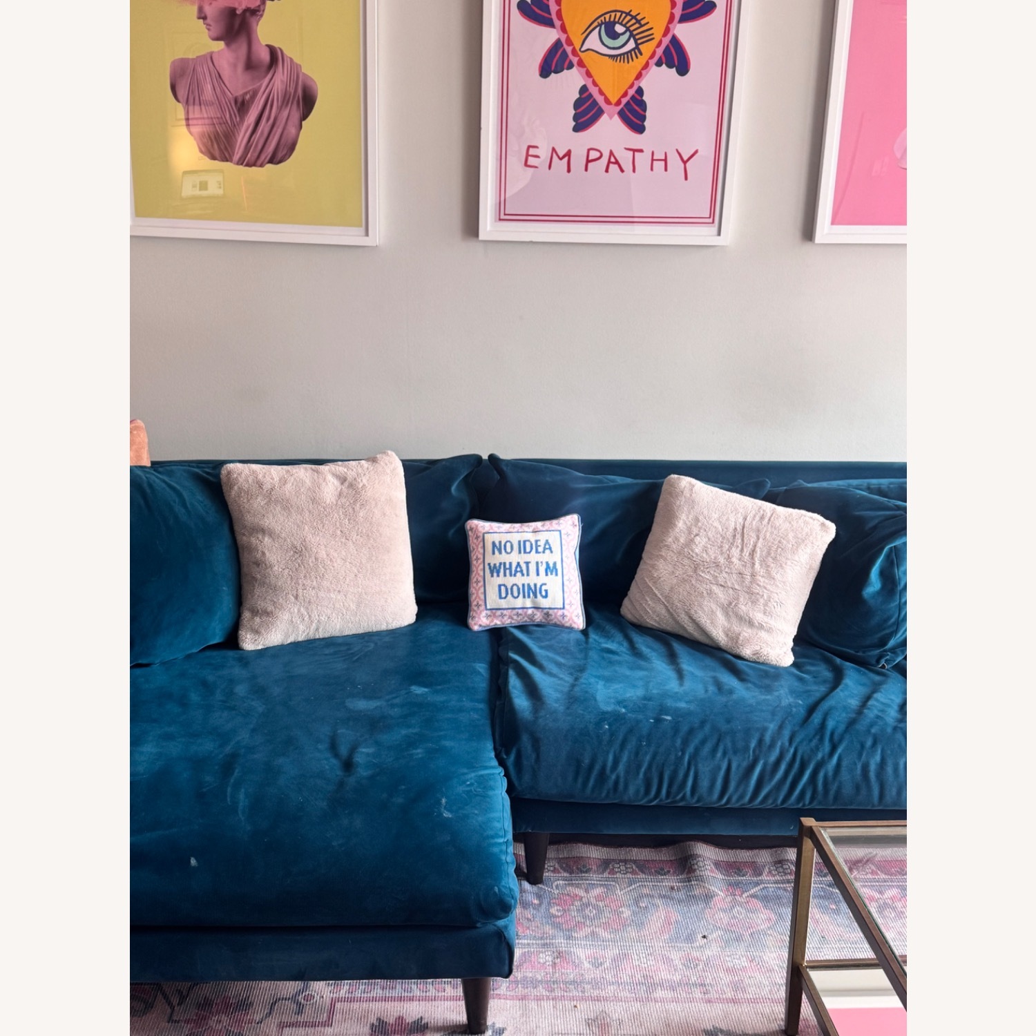 Joybird Lewis Blue Velvet 2 Piece Sectional - image-6