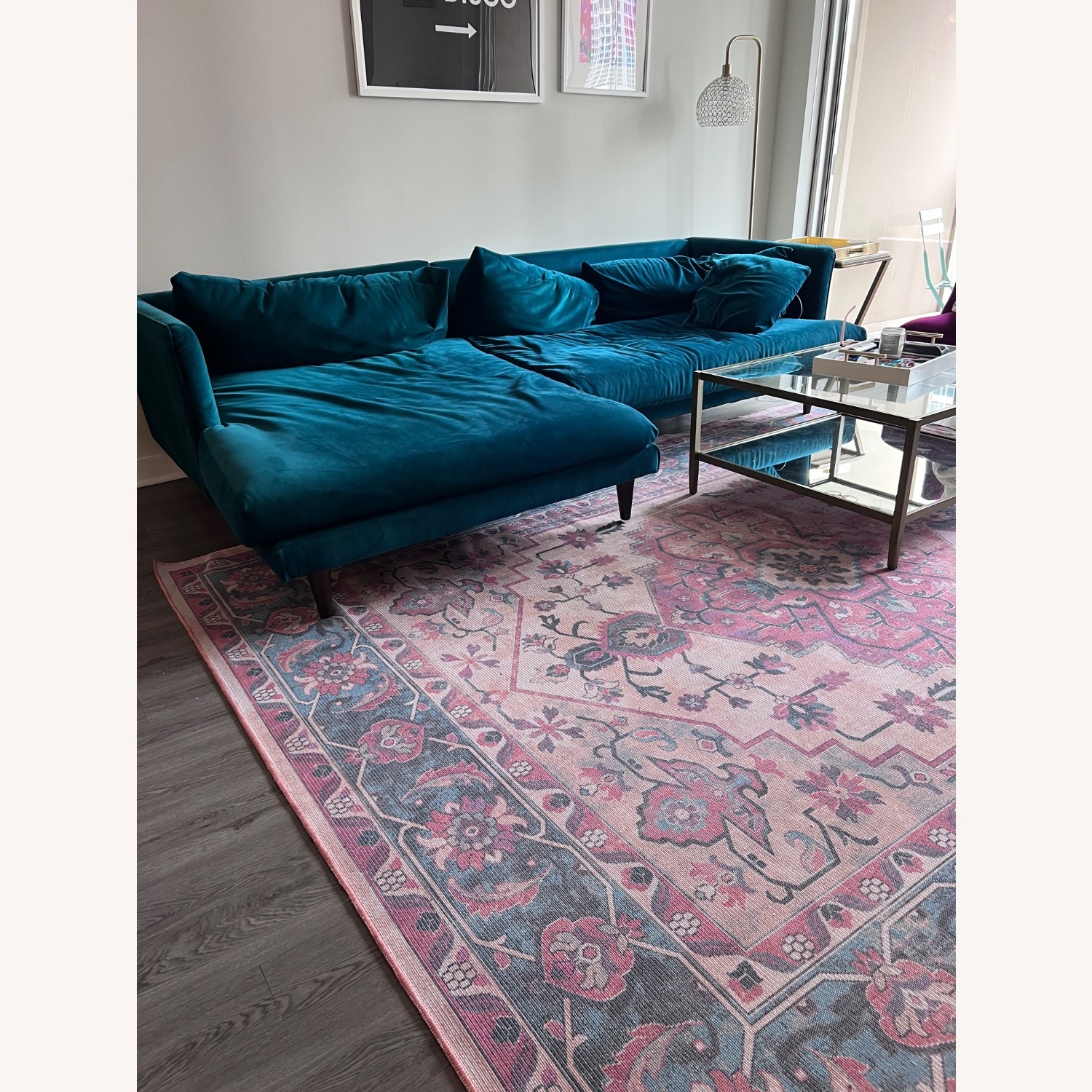 Joybird Lewis Blue Velvet 2 Piece Sectional - image-5